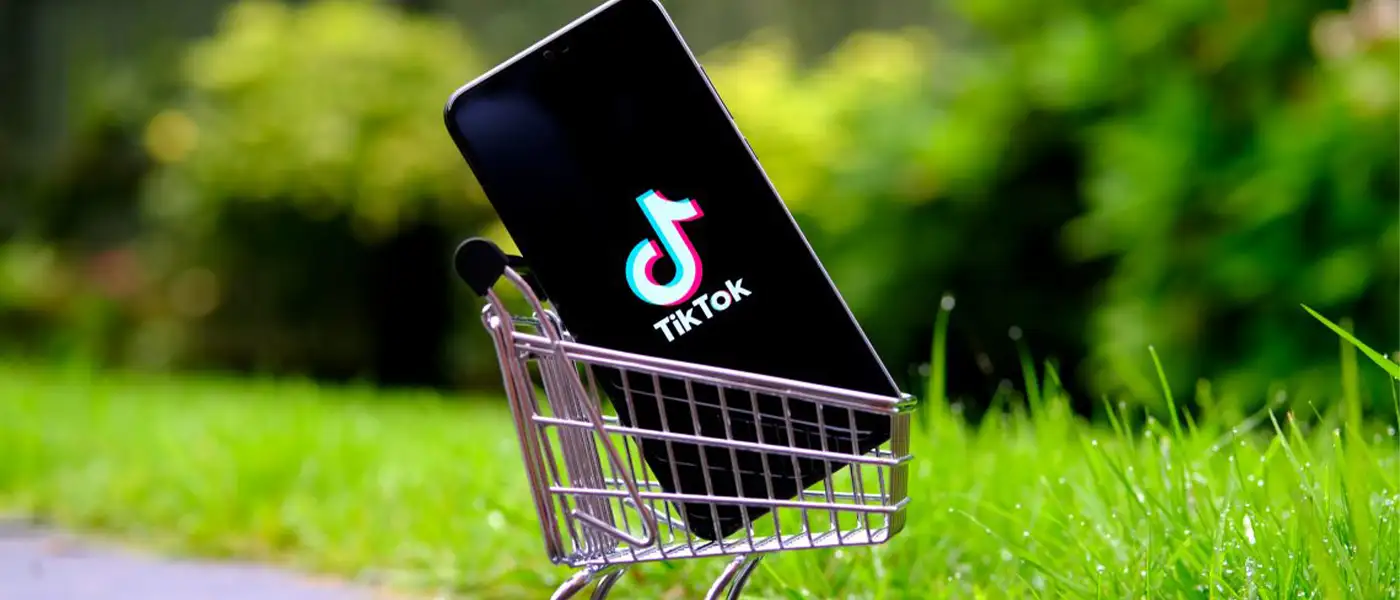 Mobile Device on a cart displaying TikTok representing e-commerce sales | Locad